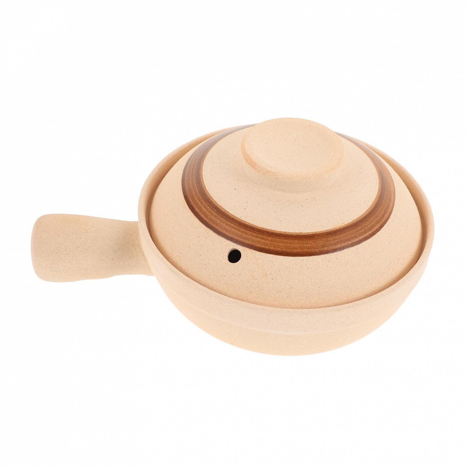 Керамическая кастрюля с крышкой для 1 человека, глазурованная, устойчивая к царапинам, с вентиляционным отверстием для риса, фото №1