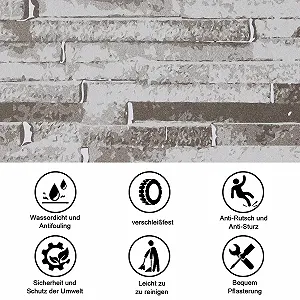 Наклейка для сходів та шаф самоклеюча водонепроникна 14 шт. 100 см x 18 см Grey Brick synthetic.ua - Фото 1