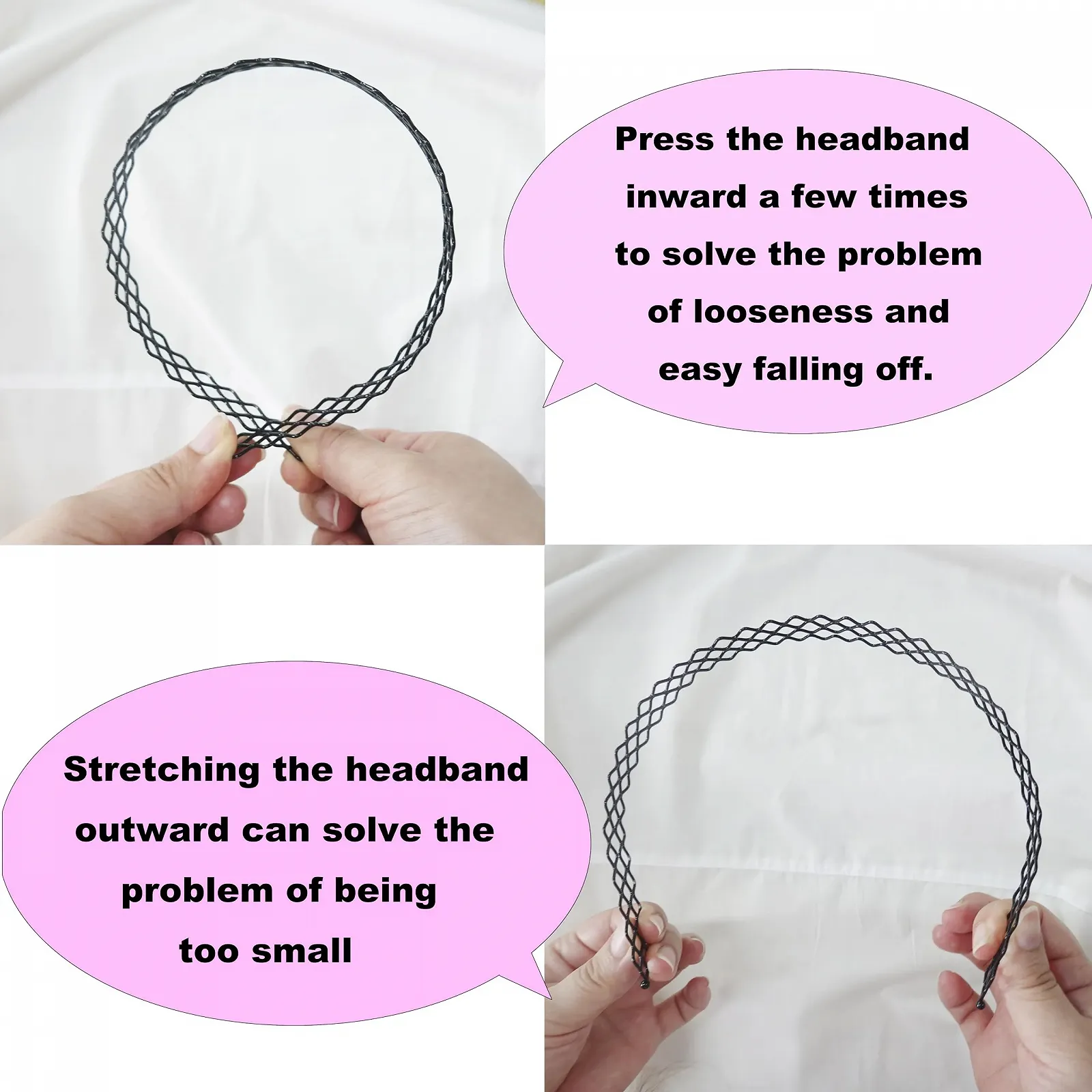 Обруч Метал набір 12шт Хвилястий Зигзаг Чорний, фото №5