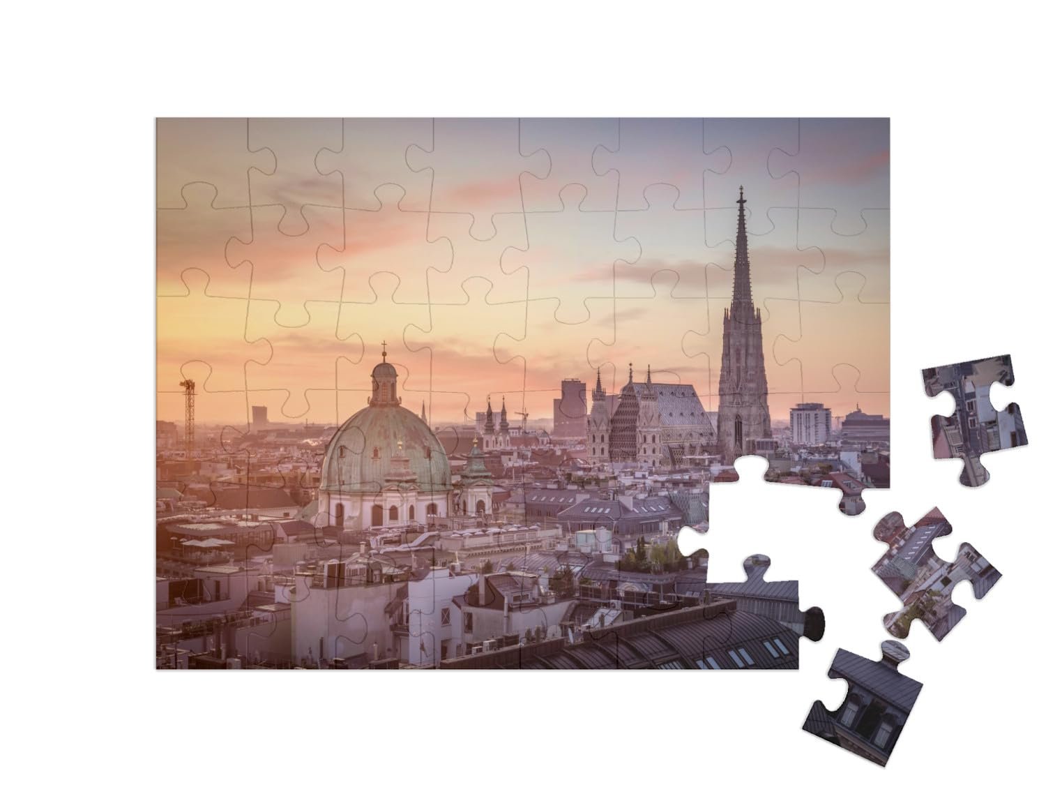 Пазл puzzleYOU Puzzle Collection Vienna "Вена: скайлайн с собором Святого Стефана, Австрия" 48 элементов, фото №2