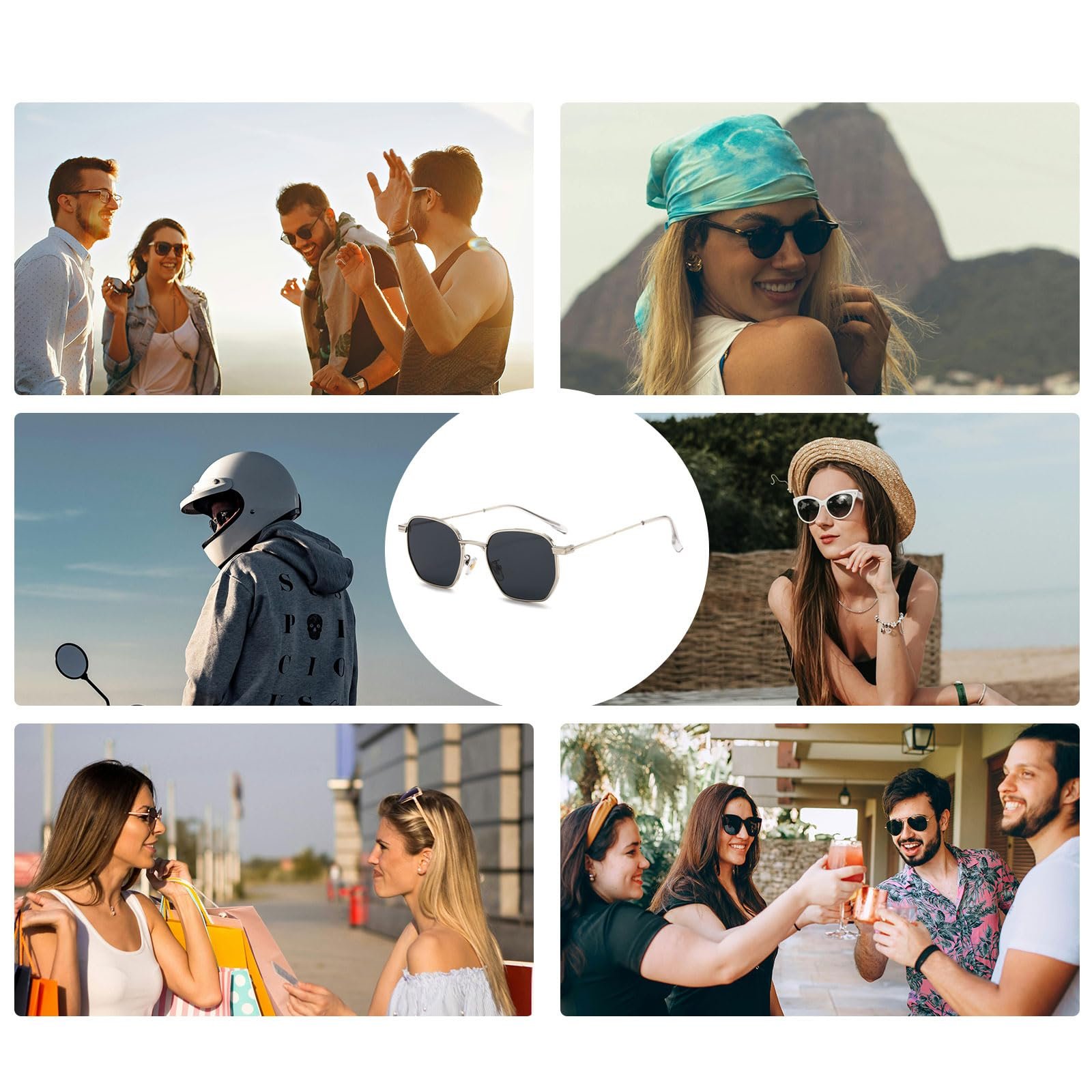 Сонцезахисні окуляри YAMEIZE Квадратні Маленькі Жіночі Чоловічі Шестикутні, фото №6