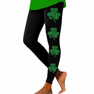 Легінси Saint Patrick Для жінок, що контролюють живіт, Клівер, тонкі Для йоги, компресійні тренувальні колготки з високою талією Shamrock, м’які квіткові, Для підтяжки сідниць до Дня Святого Патріка - Фото 1