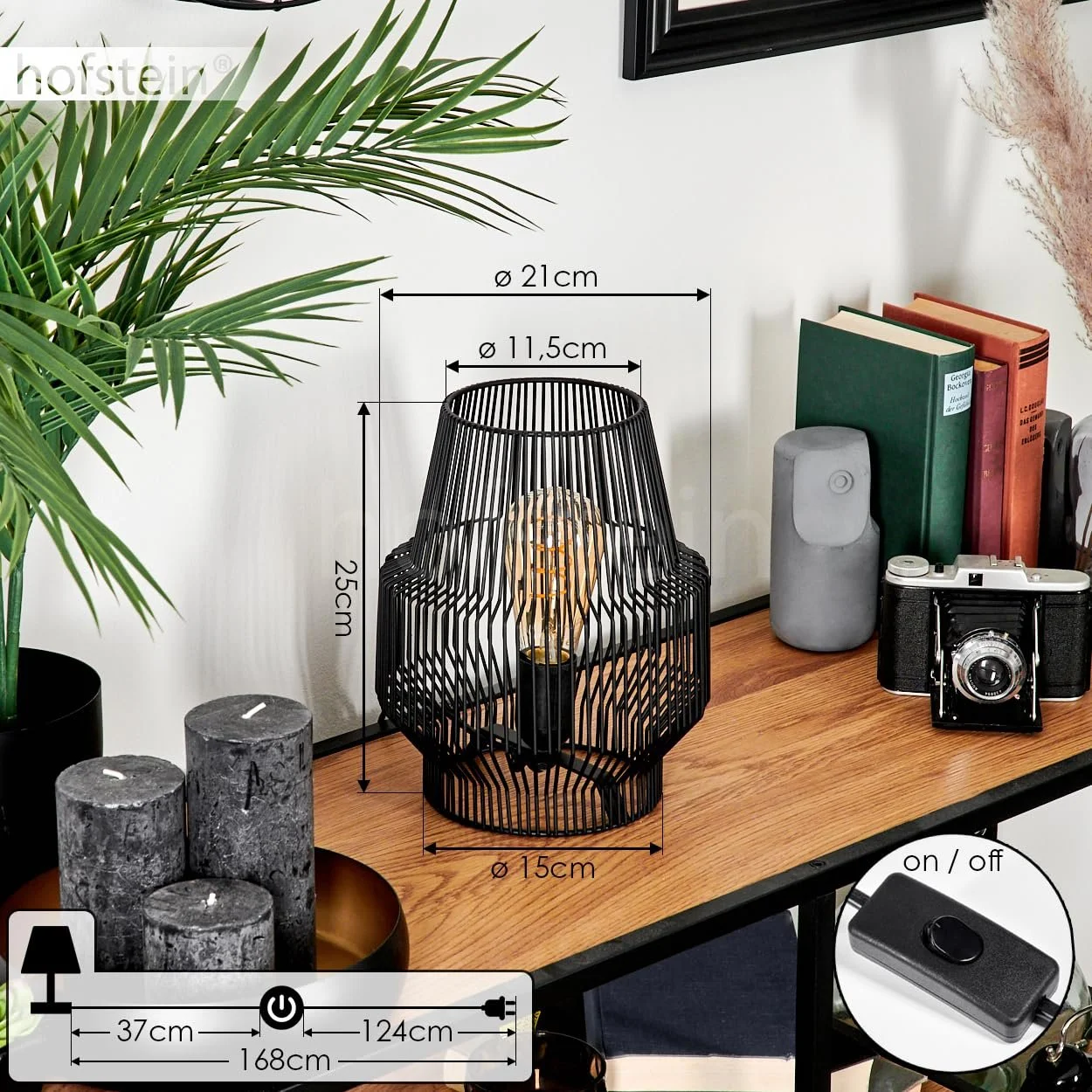 Настільна лампа Wemude Metal Grid Shade 25 см 1 x E27 Чорна, фото №5