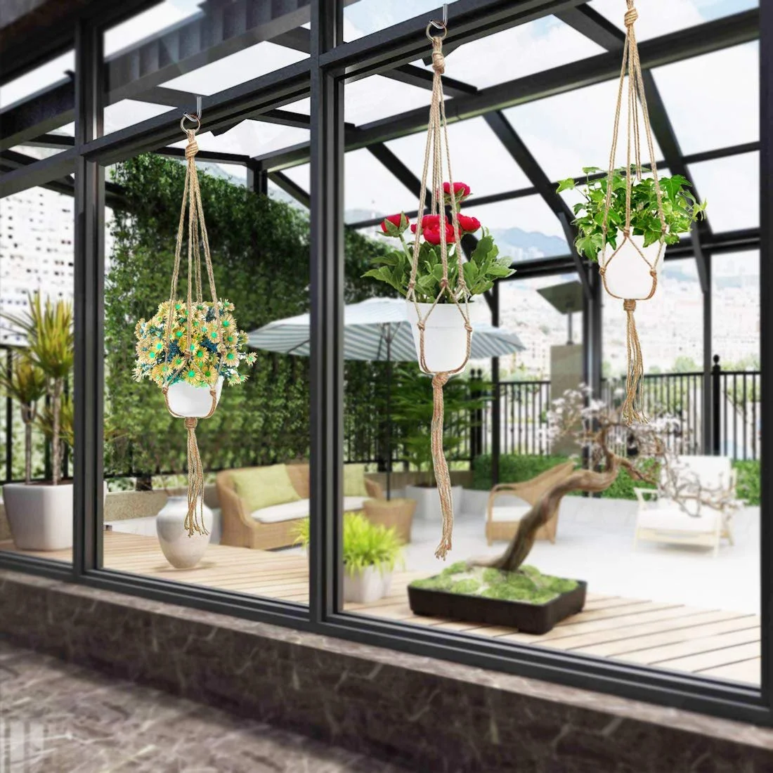 Подвесное кашпо макраме Swpeet 6 шт. Натуральный, фото №6