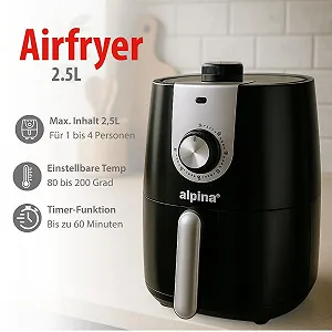 Мультипіч alpina 2L Таймер Регульована температура Пластик Чорна synthetic.ua - Фото 1