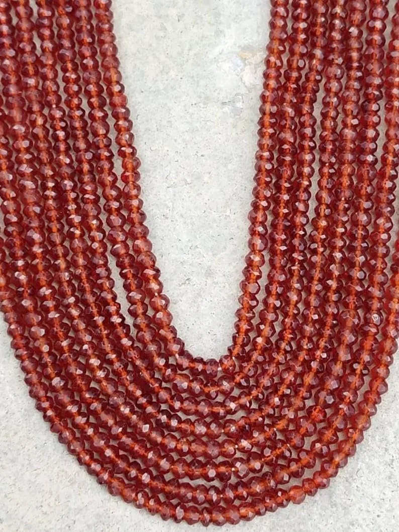 Бусины Гессонит Гранат круглые граненые 4 мм нить длиной 33 см оранжевый цвет, фото №5