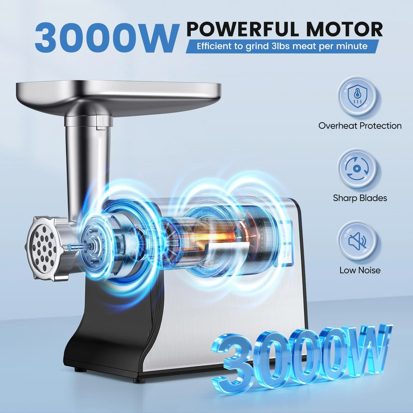 Мясорубка электрическая 3000 W многофункциональная, фото №2 Мясорубка электрическая 3000 W многофункциональная, фото №2