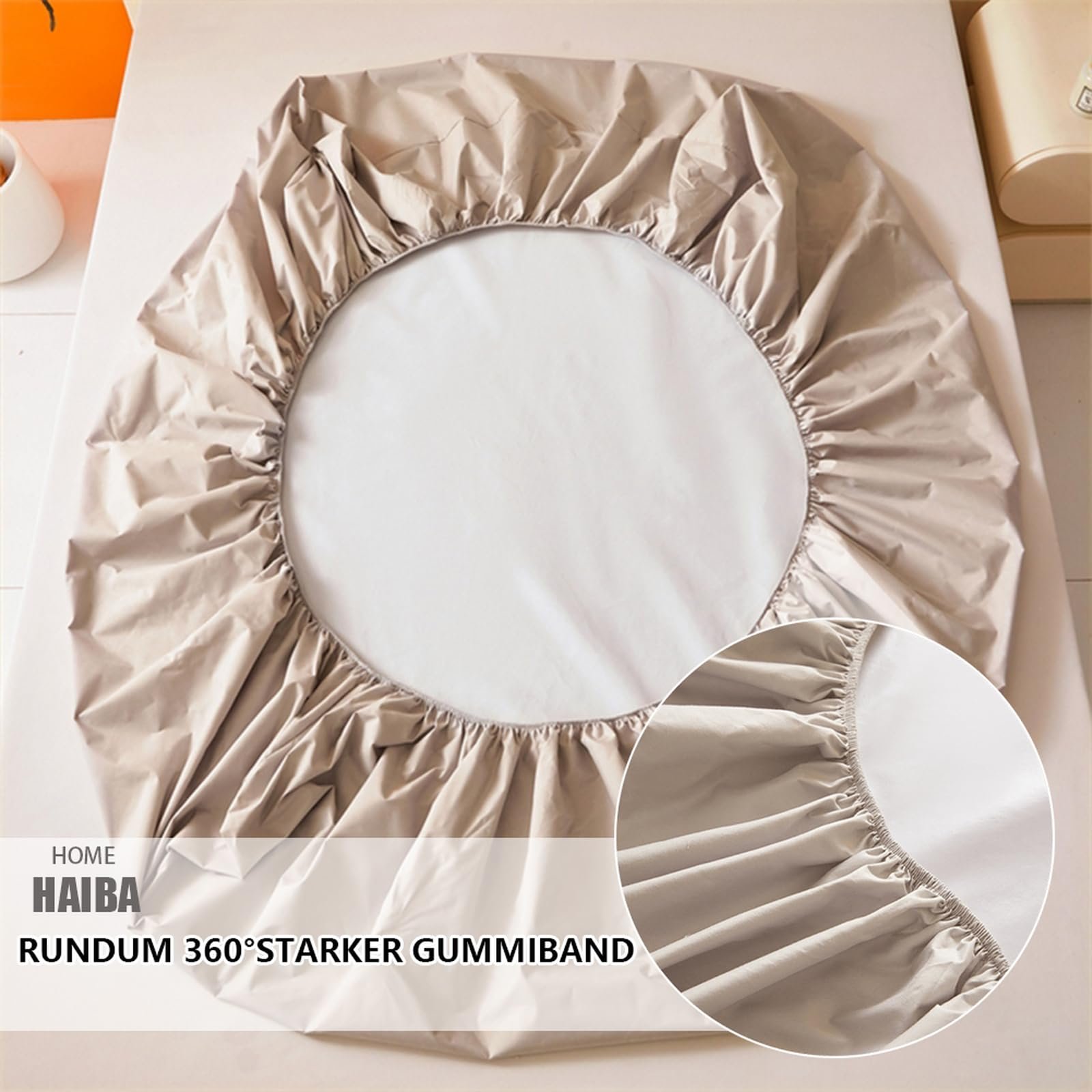 Наматрасник HAIBA Водонепроницаемая Простынь на резинке 150 x 200 см Серый Водонепроницаемый и дышащий Чехол на матрас, Защита от влаги, Стираемая Простынь, фото №6
