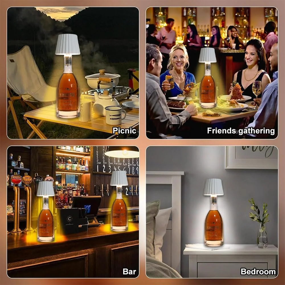 Лампа для пляшок LED 2 шт акумуляторна сенсорна димерована, фото №6