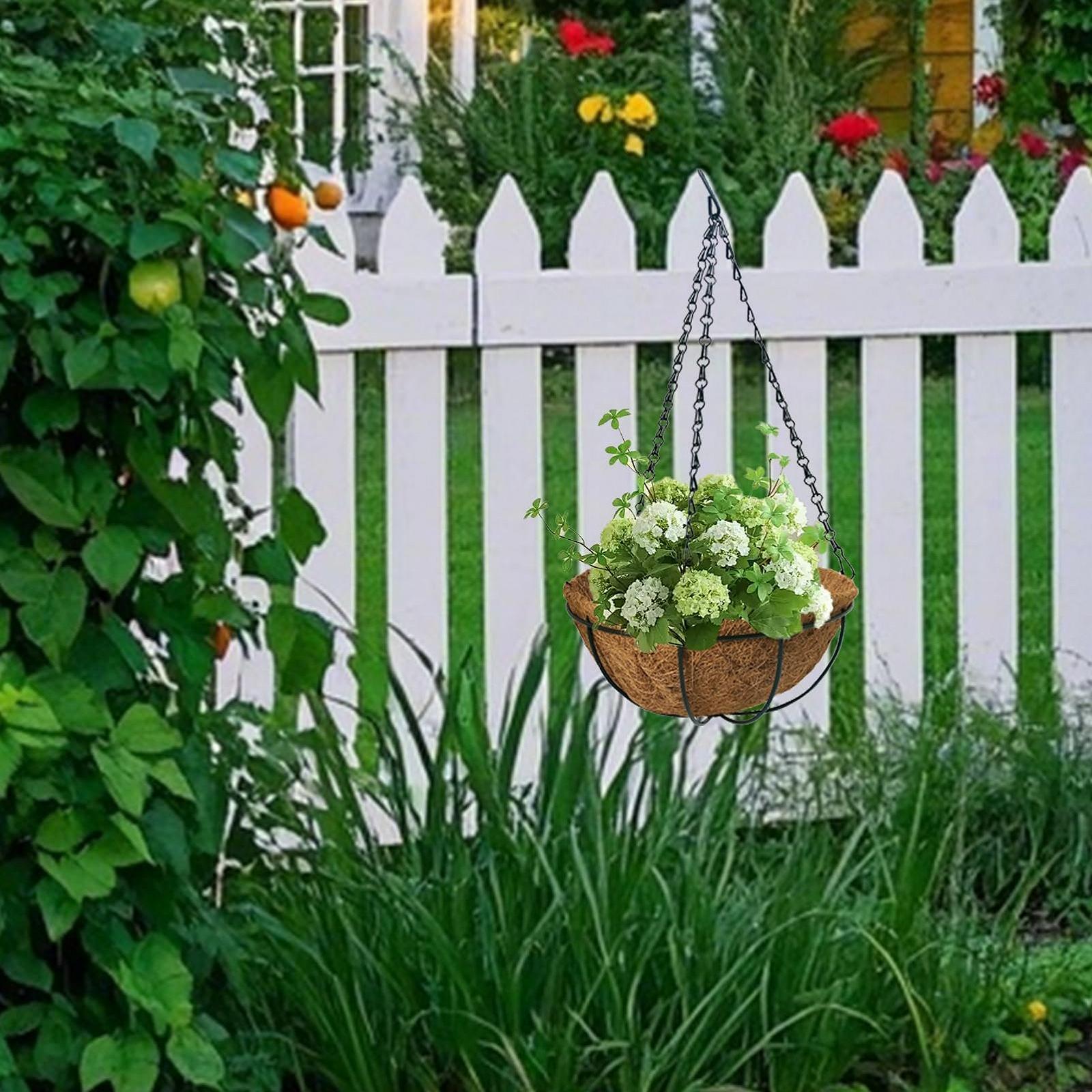 Кошик підвісний LWINGFLYER Набір з 2 шт. 25,4 см металевий з кокосовим волокном, фото №4