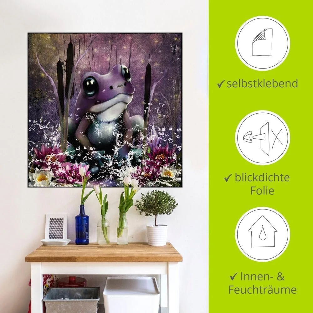 Наклейка на стіну ARTland U4VS 30 x 30 см Purple Frog Water Reeds Flowers Fairy Tale Garden Fantasy, фото №3