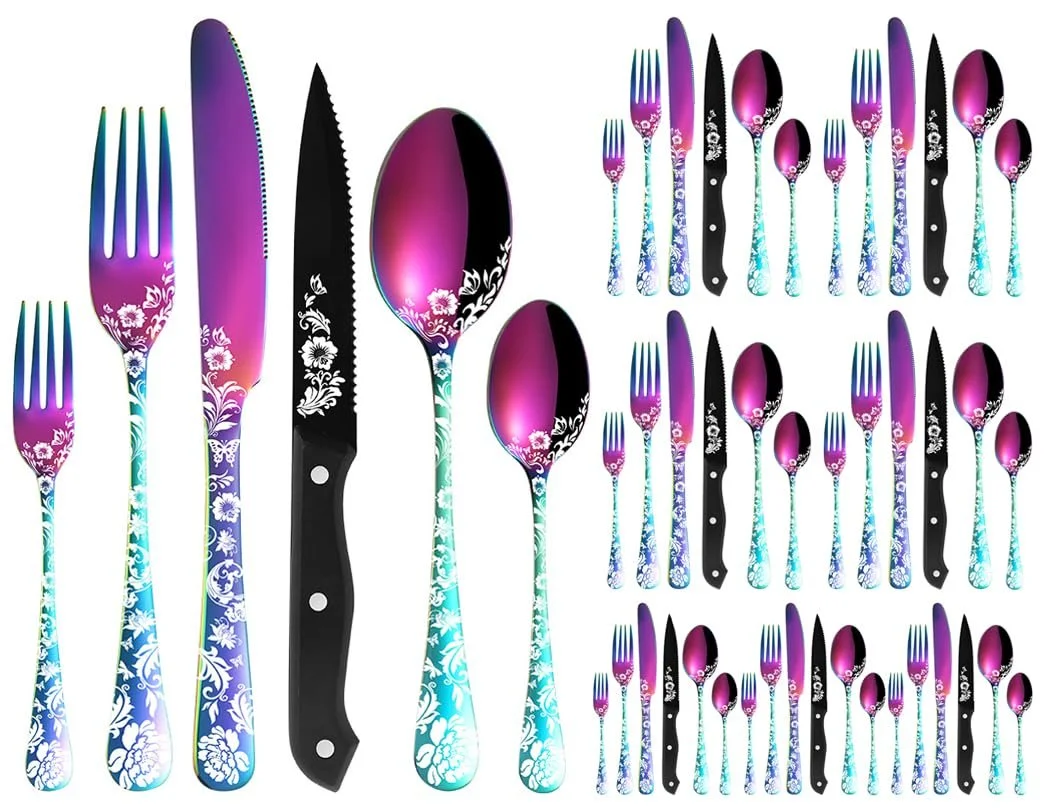 Набор столовых приборов XIAOYU, 48 предметов, с ножами для стейков, нержавеющая сталь, для 8 человек, фото №1 Набор столовых приборов XIAOYU, 48 предметов, с ножами для стейков, нержавеющая сталь, для 8 человек, фото №1