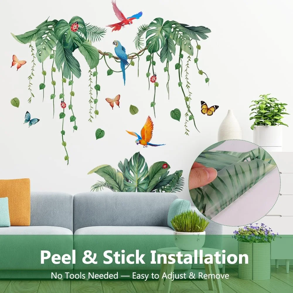 Наклейка на стіну Jungle Tropical Leaves 79 x 90 см, фото №5