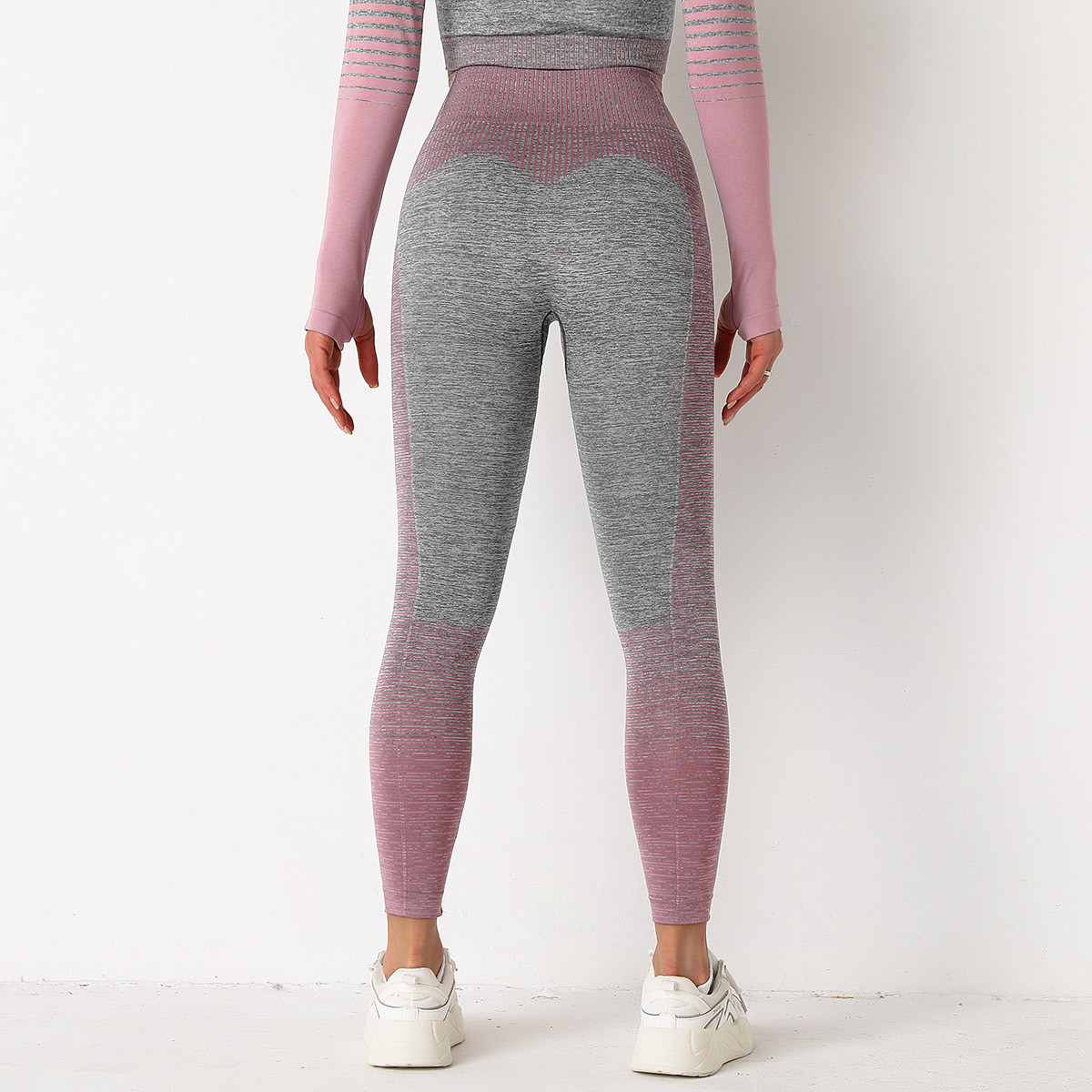 Леггинсы женские спортивные 9653 S серые с розовым, фото №8