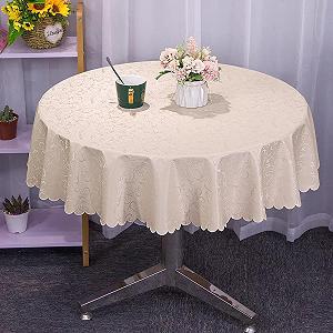 Скатертина PVC Round кругла водонепроникна 120 см Beige synthetic.ua - Фото 1
