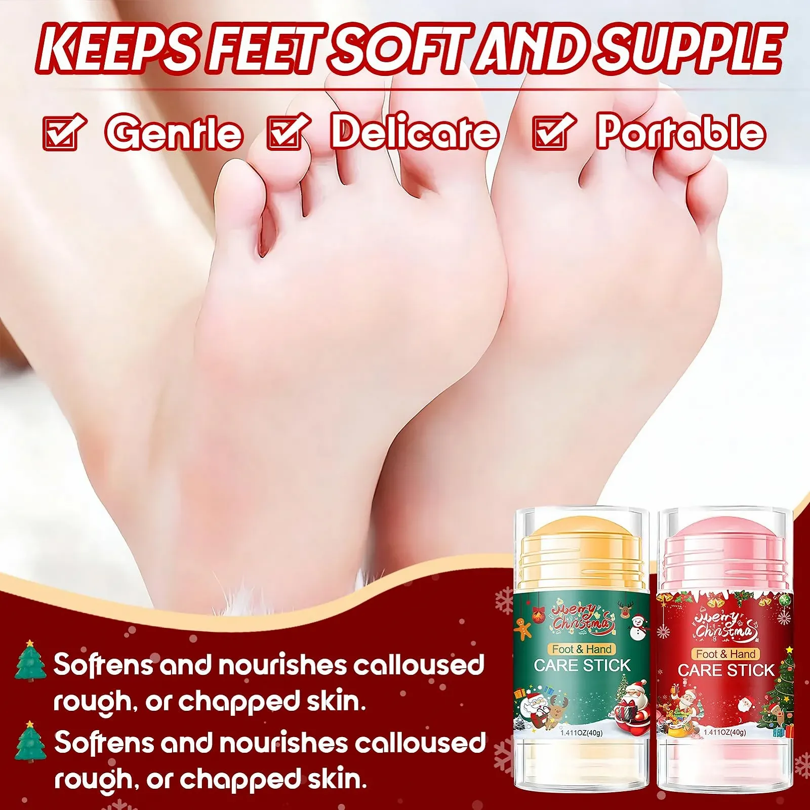 Крем для ног Christmas Foot Cream от трещин и мозолей в стике 40 г x 2 шт., фото №3