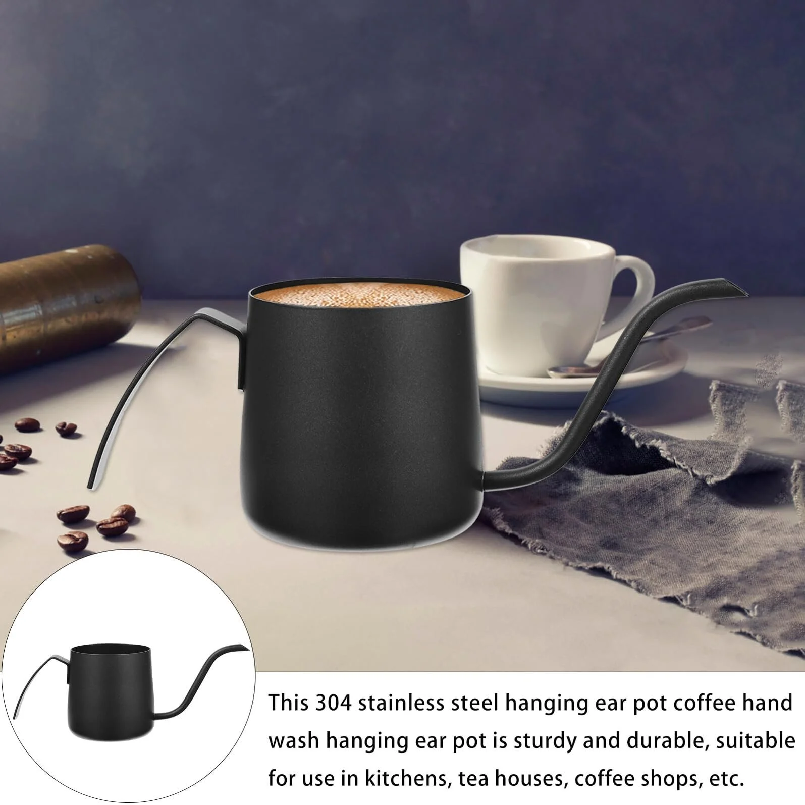 Кавник NUOBESTY Edelstahl 250 мл з довгим носиком та нековзною ручкою, фото №5