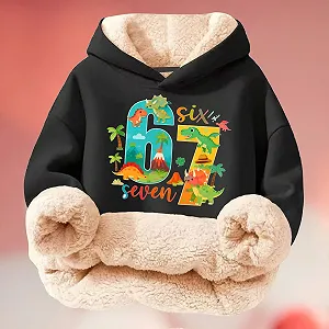 Худи для девочки Повседневная Толстовка для мальчиков Детская кофта Лонгслив Девочка Удобная Модная Толстовка Зимняя Теплая Милая Лед 67 Принт Пуловер Толстовка для детей Флисовая куртка synthetic.ua - Фото 1