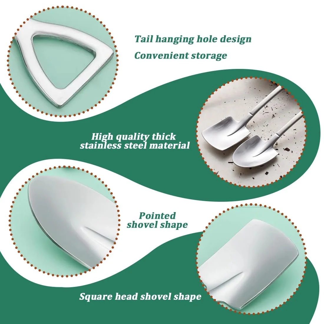 Ложка Grapefruit Spade з нержавіючої сталі, 10 шт, ложка у формі совка, фото №3