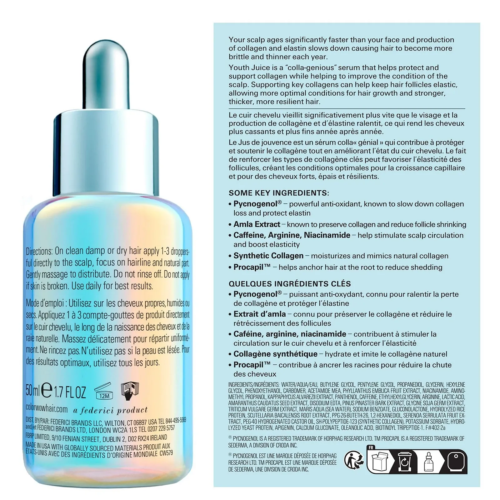 Сироватка для шкіри голови Color Wow Youth Juice Collagen з колагеном, 50 мл, фото №2