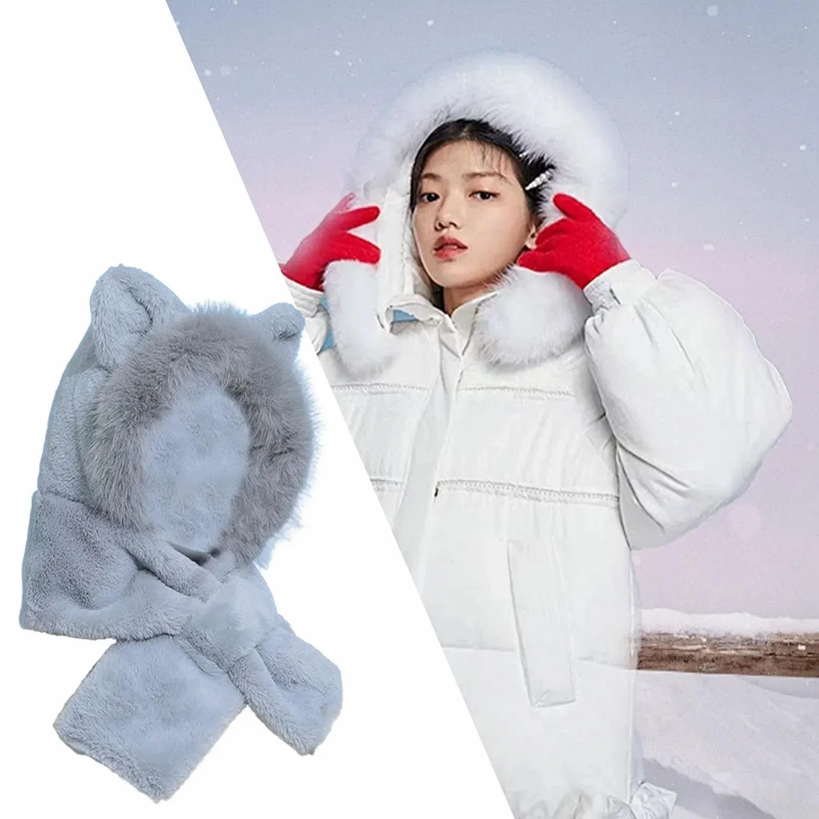 Шапка-шарф с капюшоном Зимняя, фото №2