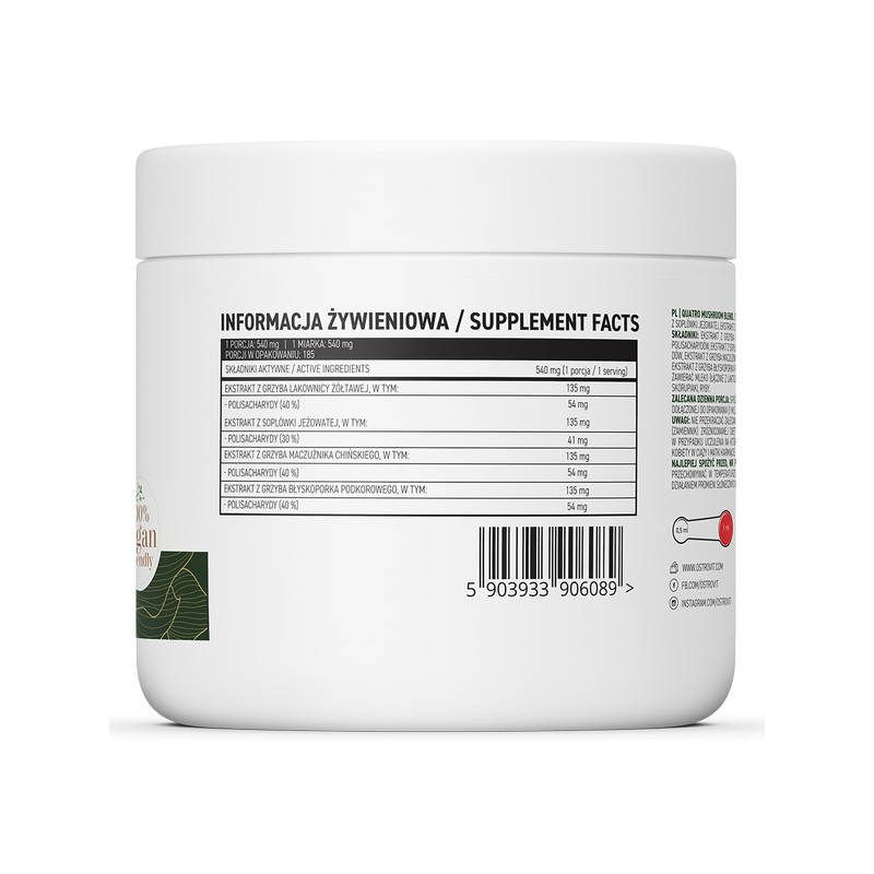 Смесь четырех грибов OstroVit Quatro Mushroom Blend 100 g, фото №2