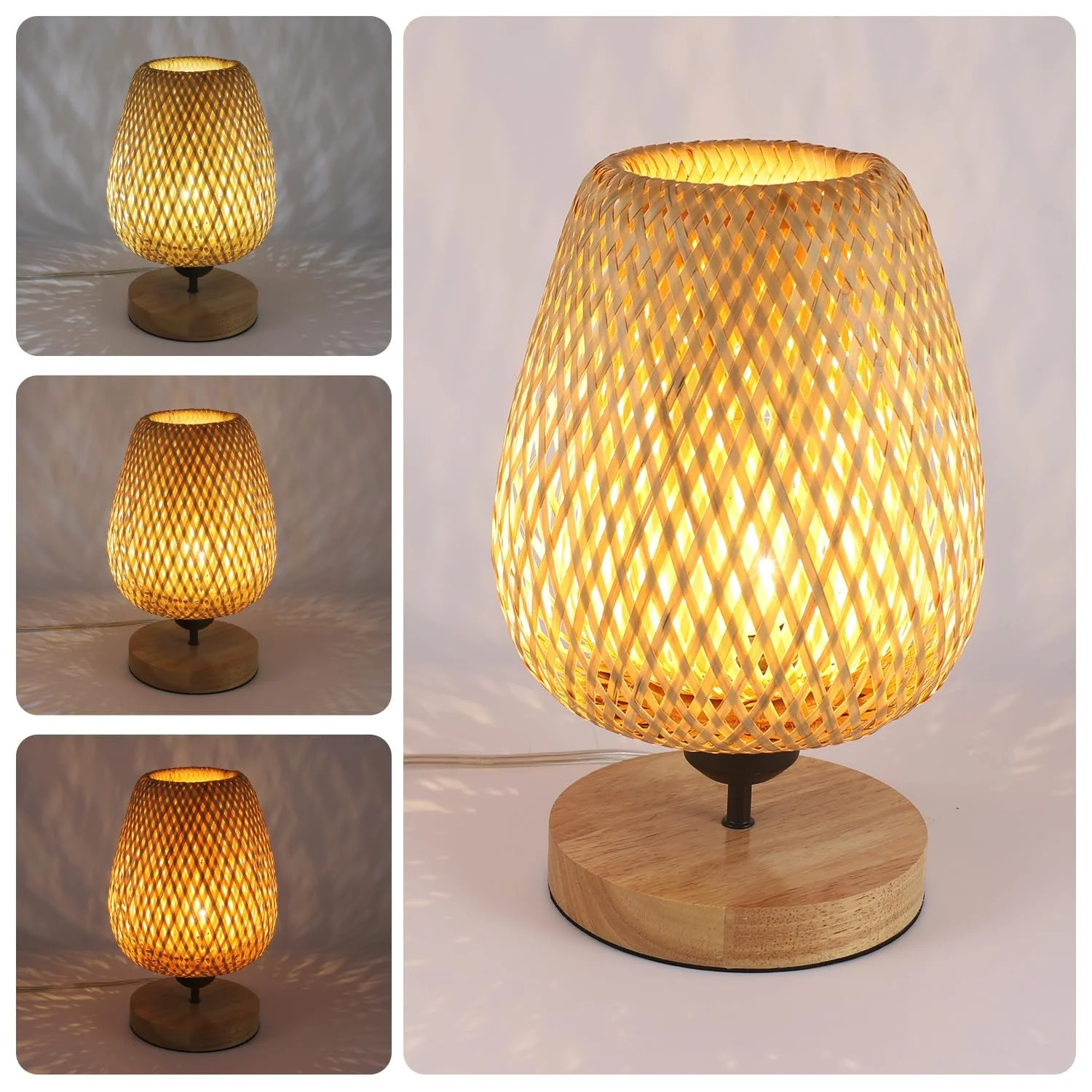 Настільна лампа LED Comely Modern Rattan Bamboo Wood E27 60 Вт Wood, фото №3