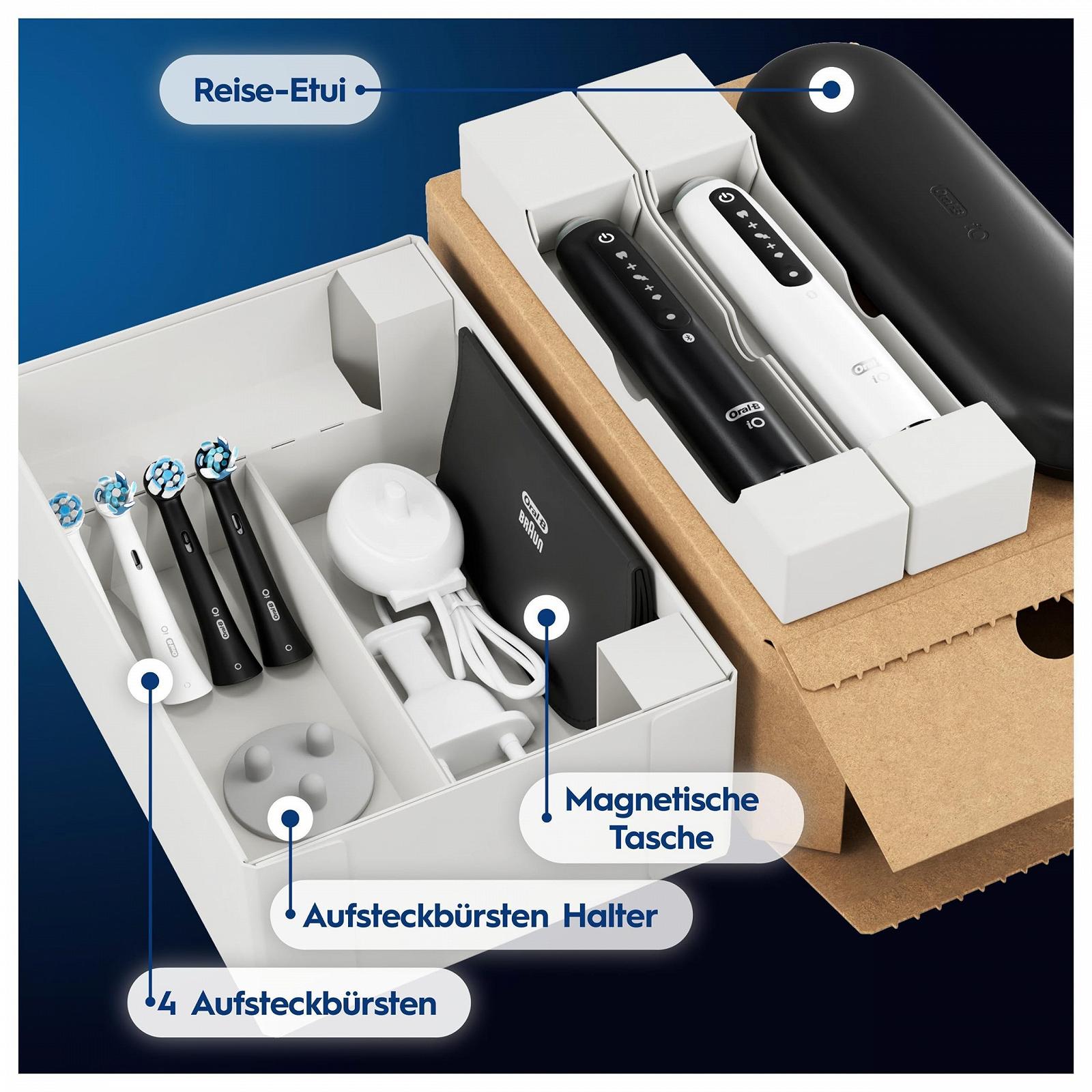 Зубная щетка электрическая Oral-B iO Series 5 Plus Edition, Twin Pack, 2 сменные насадки, 5 режимов чистки, чехол, черно-белая, фото №10
