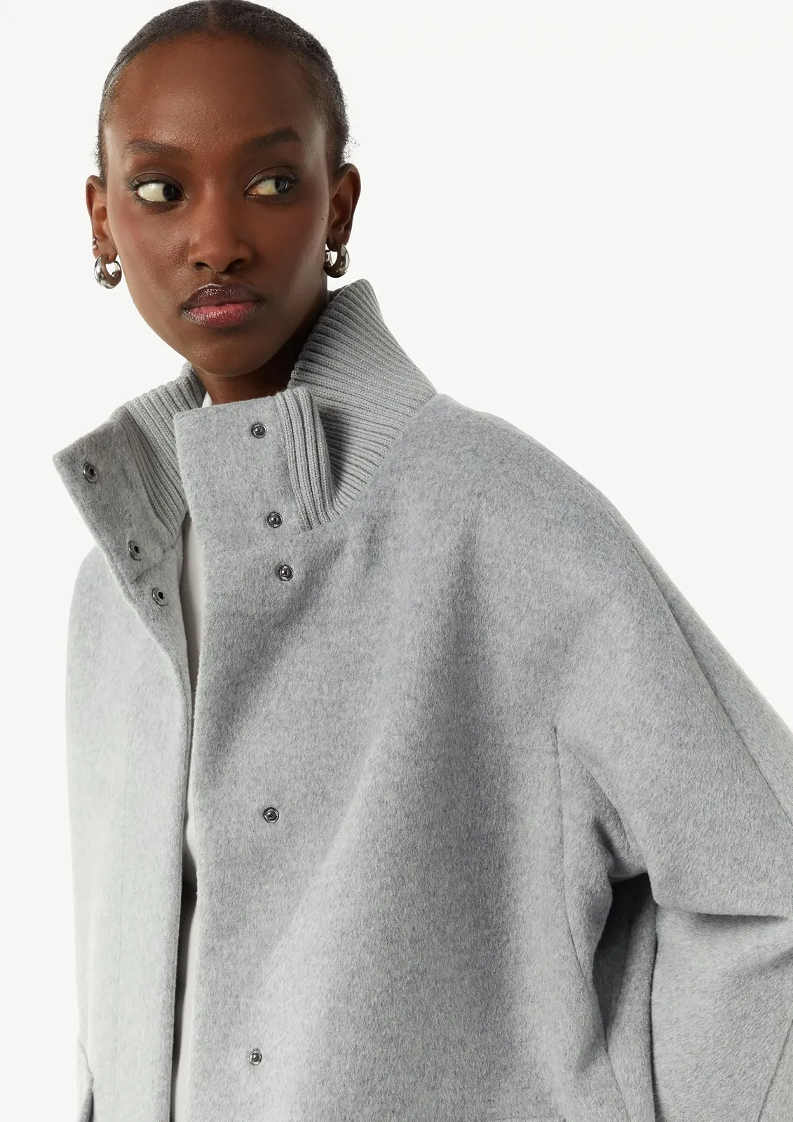 Пальто comma Вовна з ребристим коміром і рукавами, фото №2