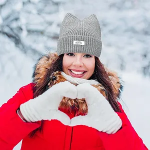 Шапка В'язана Зимова З Вушками Кота Дизайн Вушка Кота synthetic.ua - Фото 1