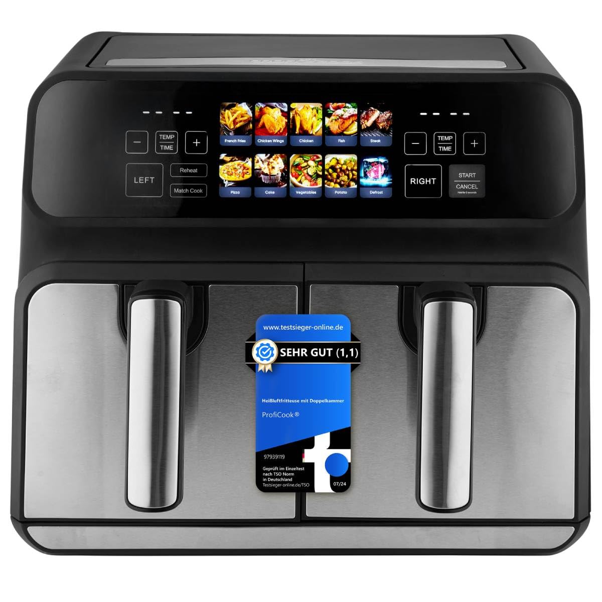 Фритюрница ProfiCook PC-FR 1287 H 8L Double Chamber с цветным дисплеем, фото №1