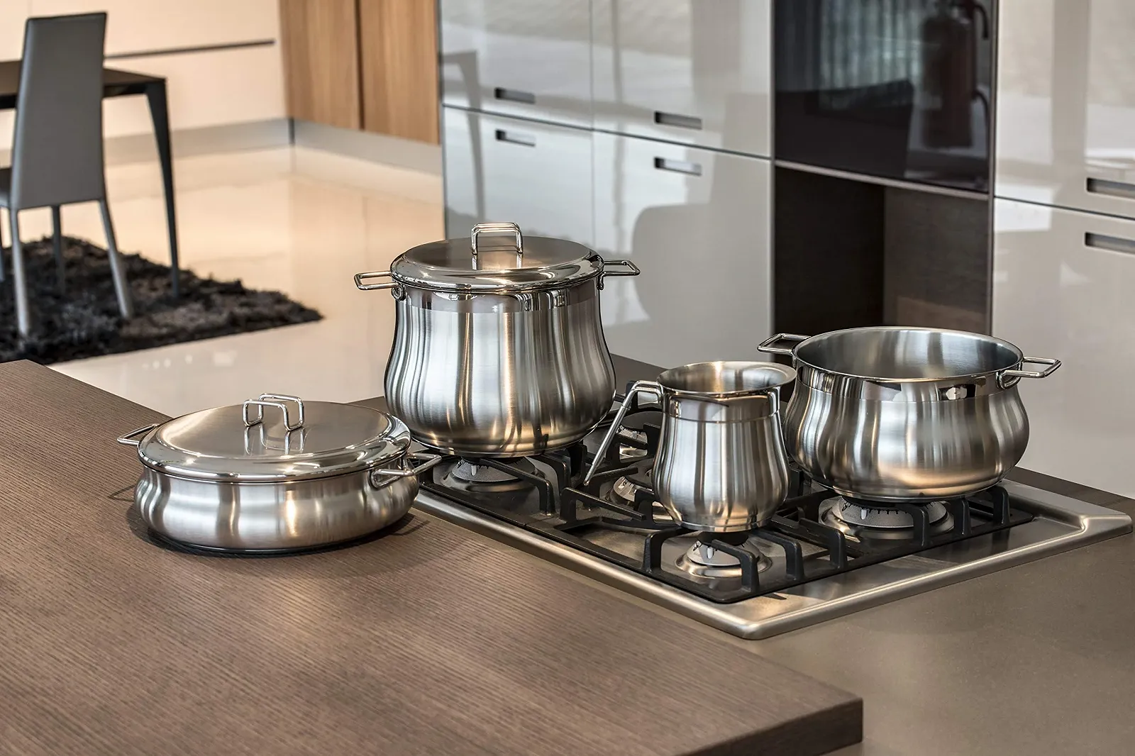 Низкая кастрюля Barazzoni Tummy с 2 ручками нержавеющая сталь 18/10 тройное дно 26 см, фото №5