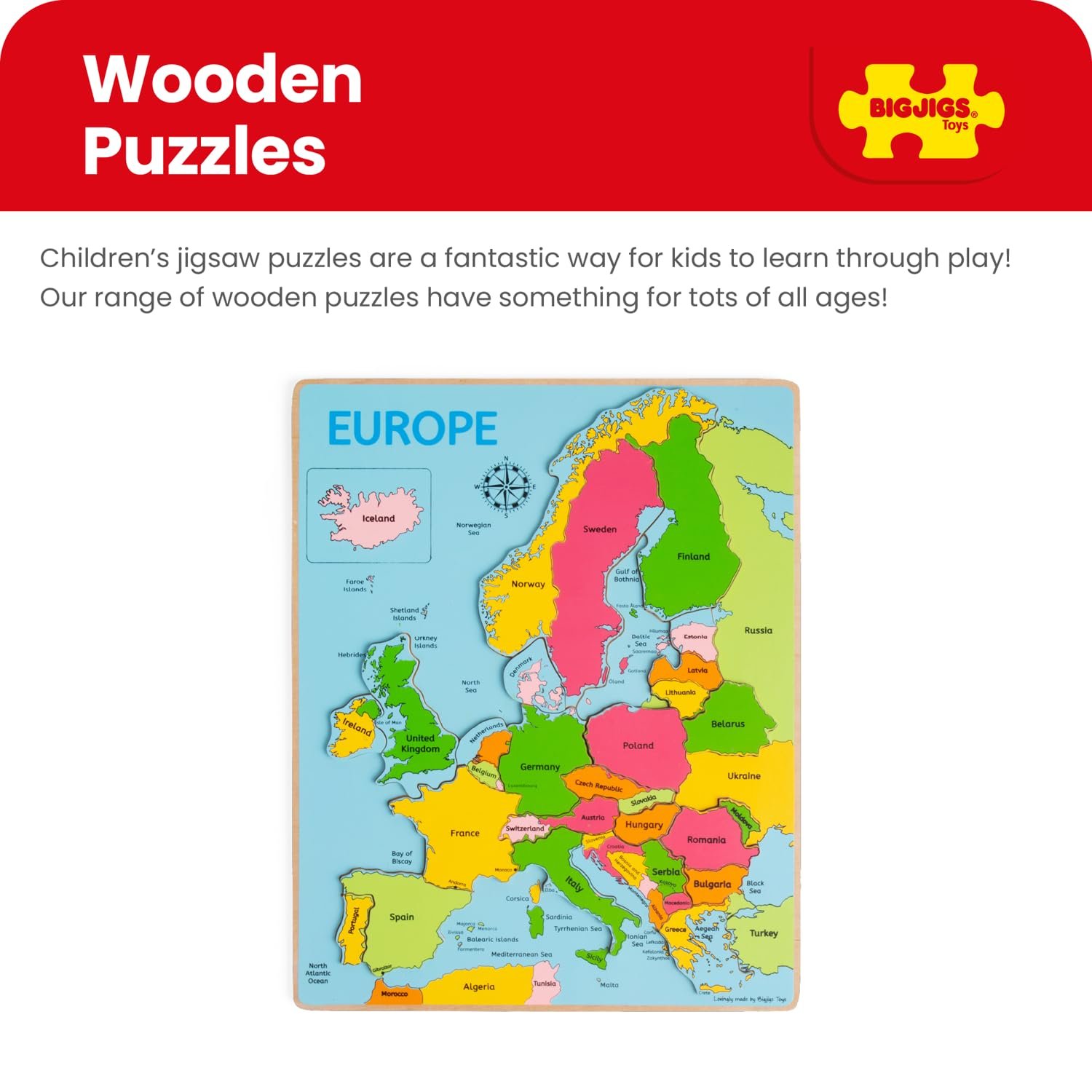 Пазл Bigjigs Toys Map of Europe 25 элементов, фото №8