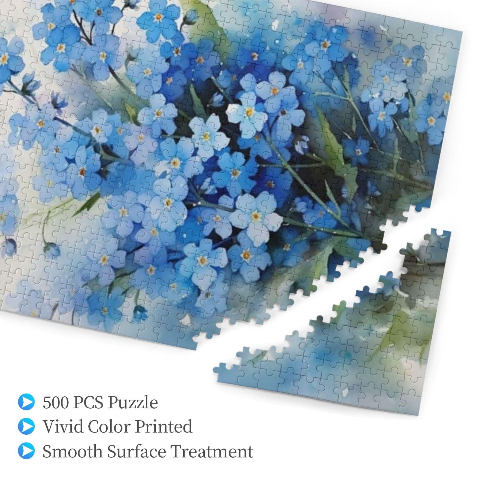 Дерев'яний пазл Watercolour Forget Me Not Flowers 500 елементів для дорослих та підлітків, фото №3