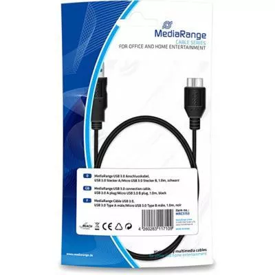 Дата кабель USB 3.0 AM to Micro 5P 1.0m MediaRange (MRCS153), фото №1