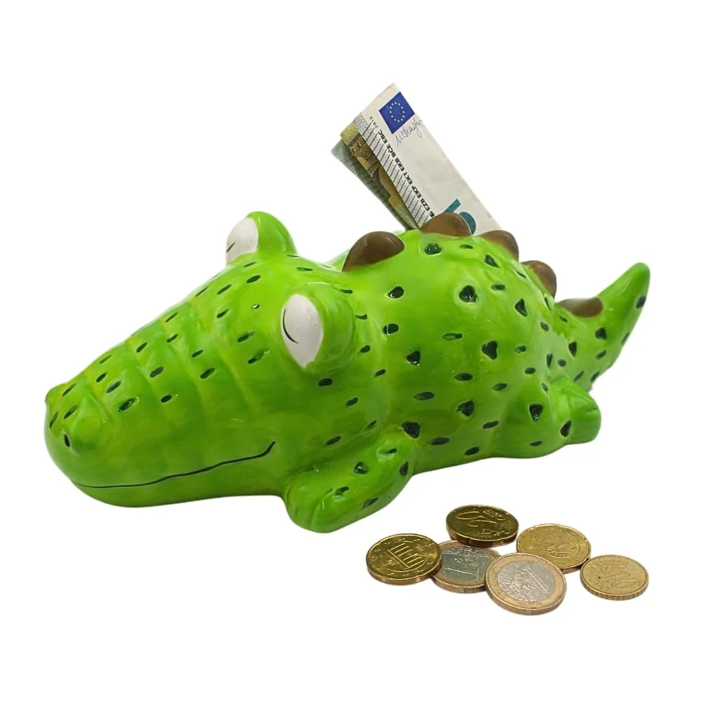 Скарбничка Dekohelden24 Crocodile керамічна 22 x 11 x 8 см Зелена, фото №7