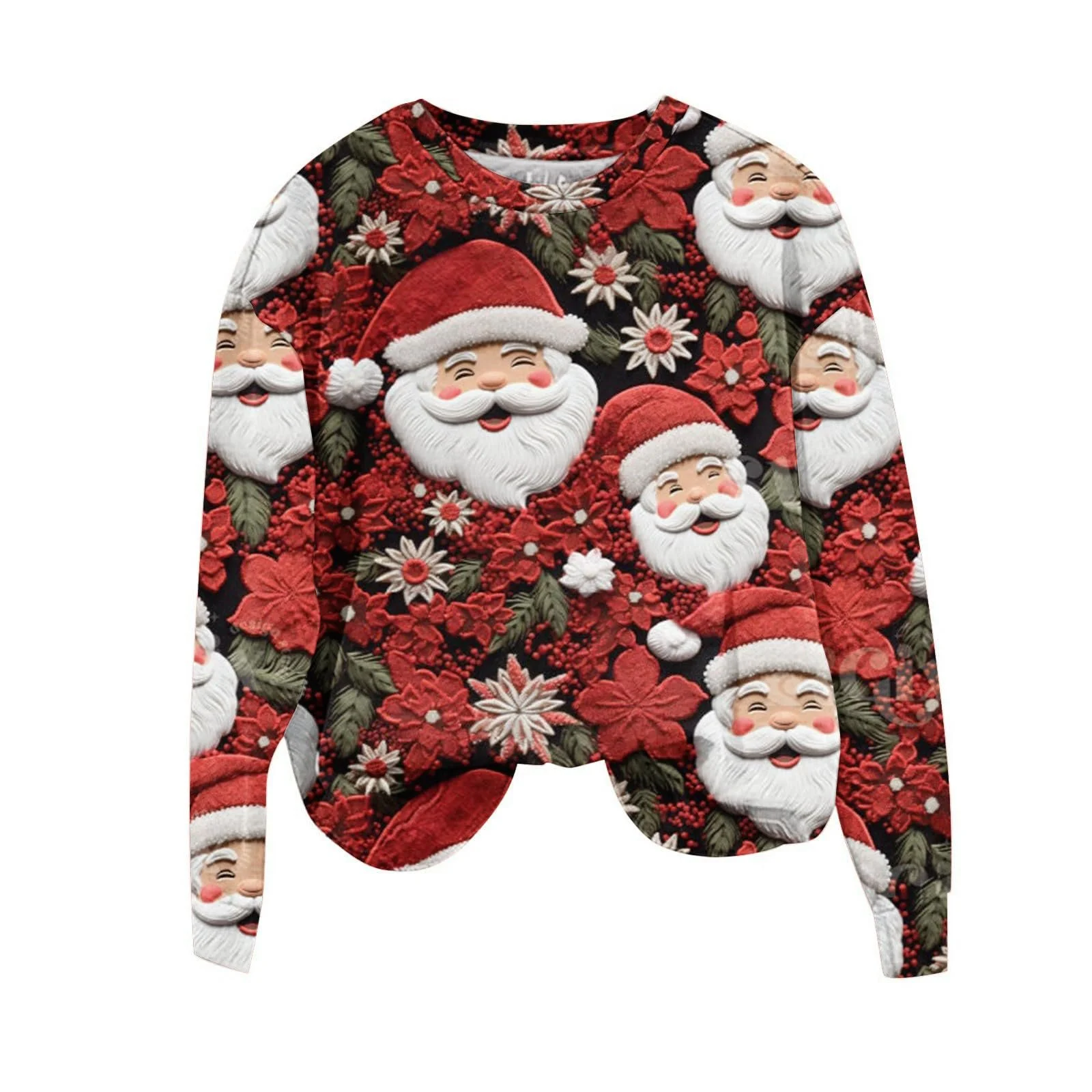 Женский джемпер с рождественским принтом Рождественский свитер с длинными рукавами и круглым вырезом Элегантный шикарный свитер Зимний свитер Новинка Повседневная мода, фото №4