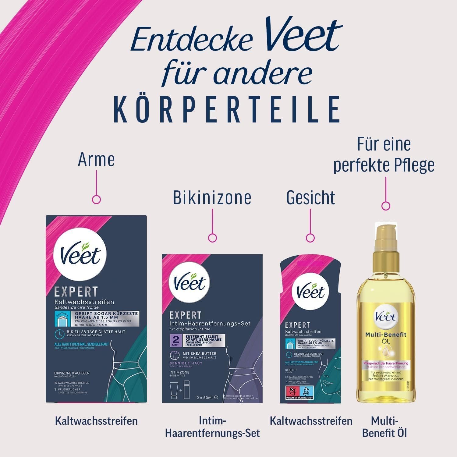 Смужки воскові Veet Expert Body & Legs для чутливої шкіри 40 шт (20 подвійних смужок), фото №8