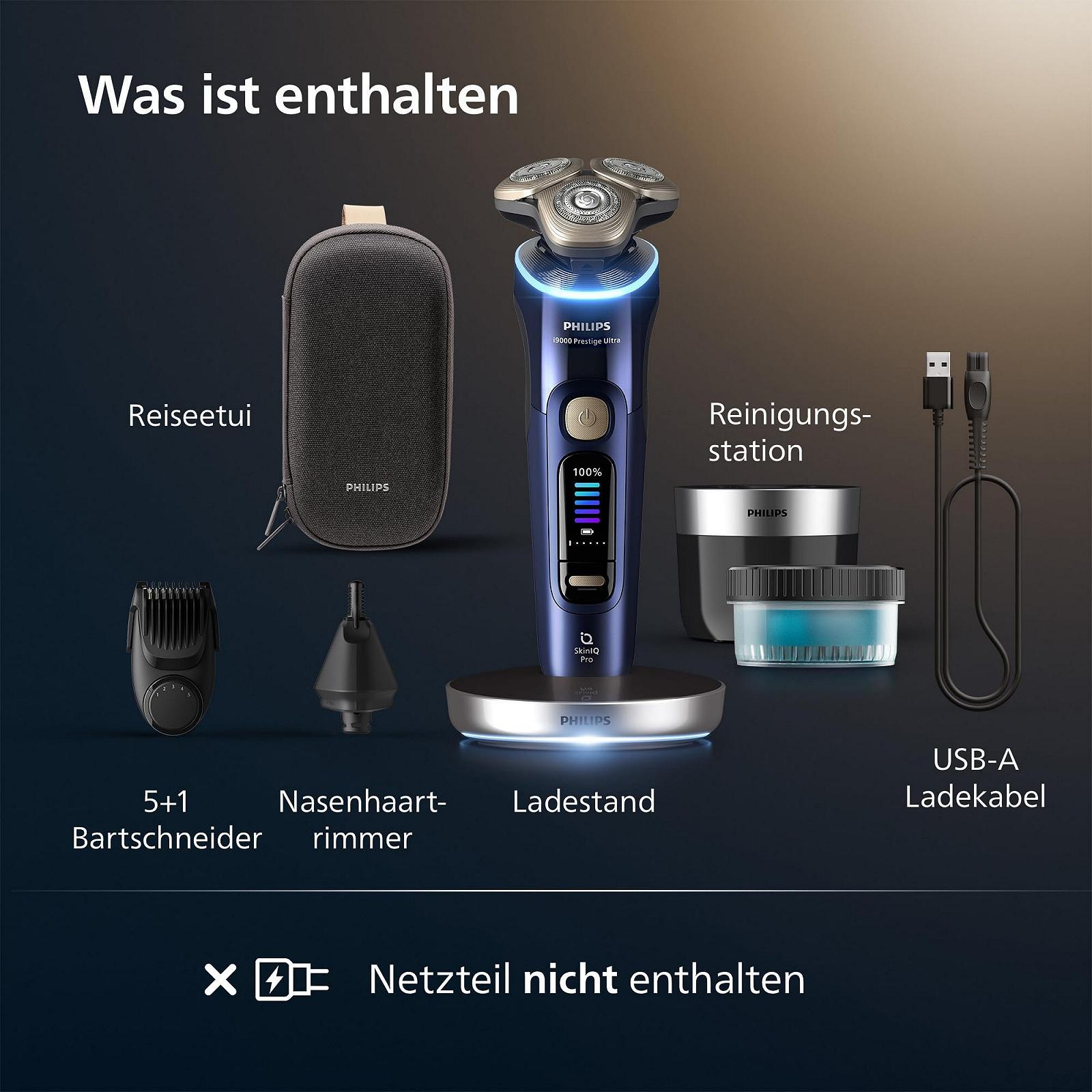 Електробритва Philips i9000 Prestige Ultra XP9401/38 для вологого та сухого гоління з датчиками тиску та руху стайлером тримером очисною та зарядною станціями та чохлом Adriatic, фото №7