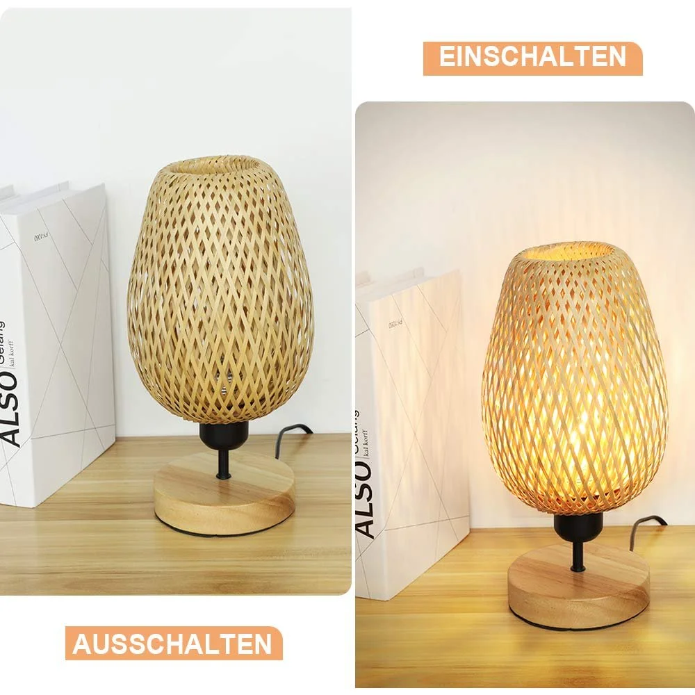 Настільна лампа Depuley Modern LED Rattan Bamboo Wood 16 x 29 см E27, фото №6