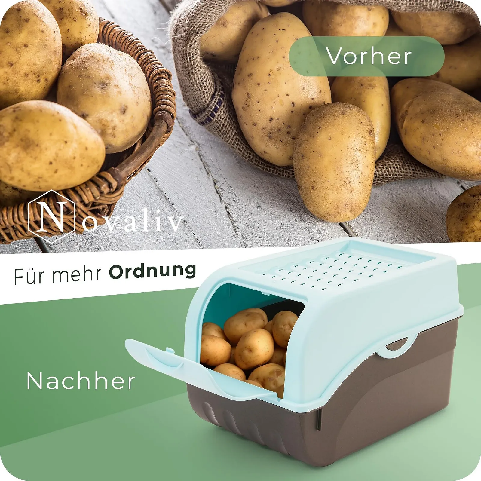 Контейнер для овочів Novaliv Potato Storage 3.5 л - 9 л Turquoise, фото №6