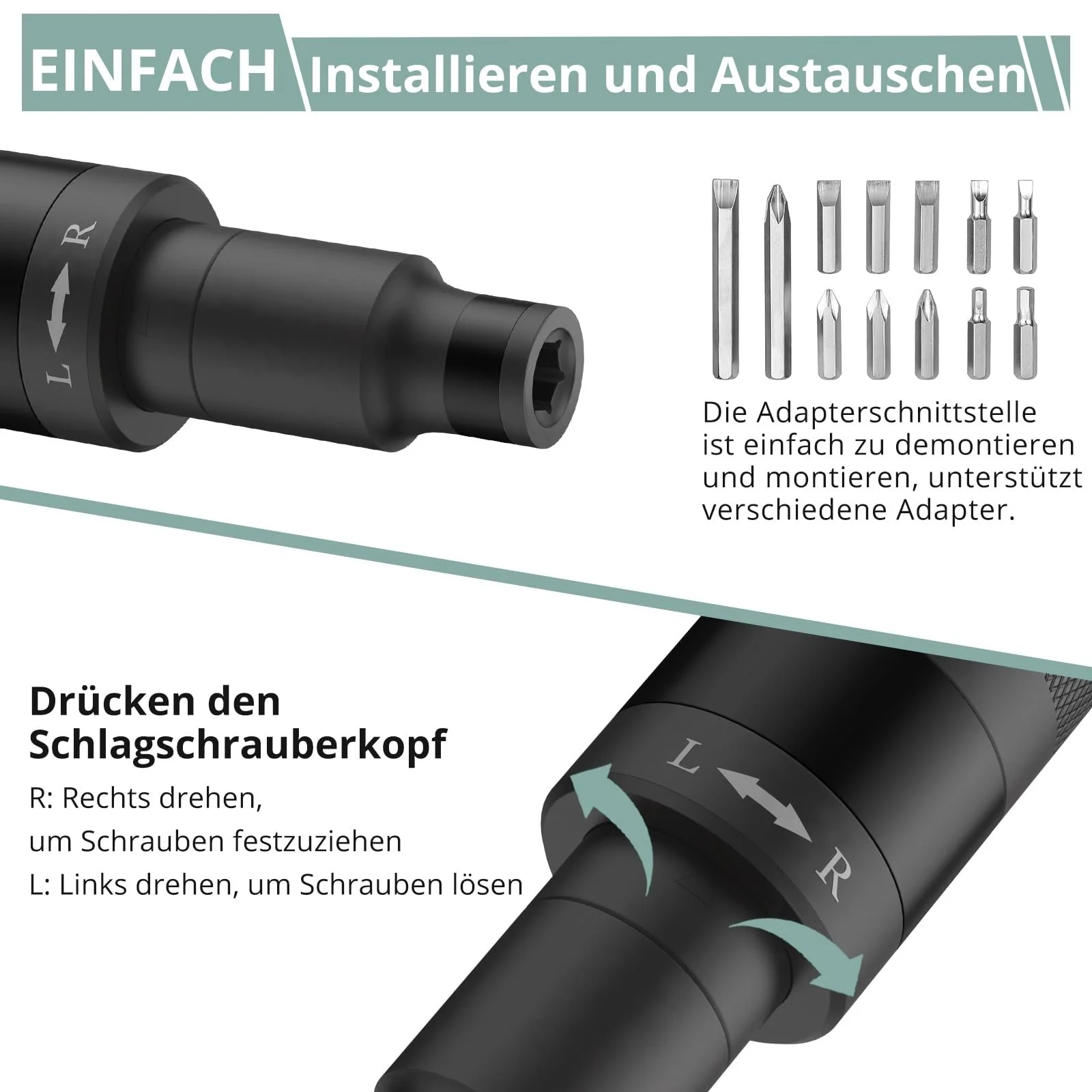 Набір ударних викруток COLFULINE 1/2 дюйма 13 предметів Black, фото №4