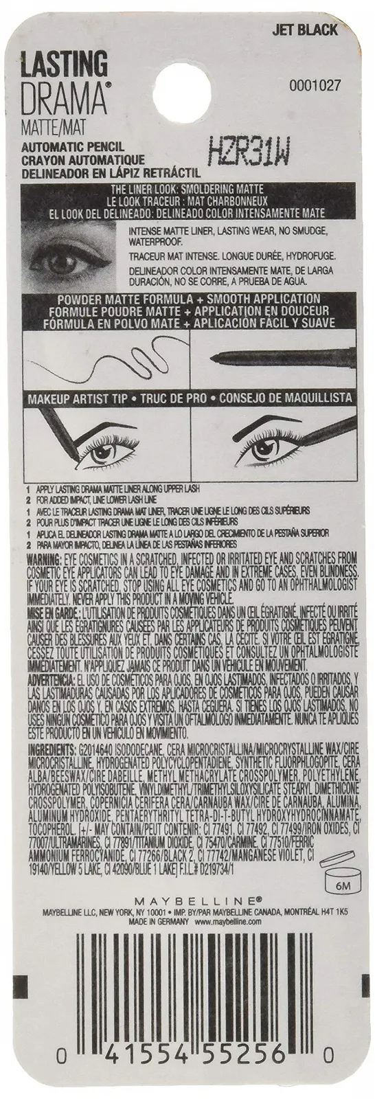 Автоматический карандаш Maybelline Lasting Drama 860 Jet Black, фото №3