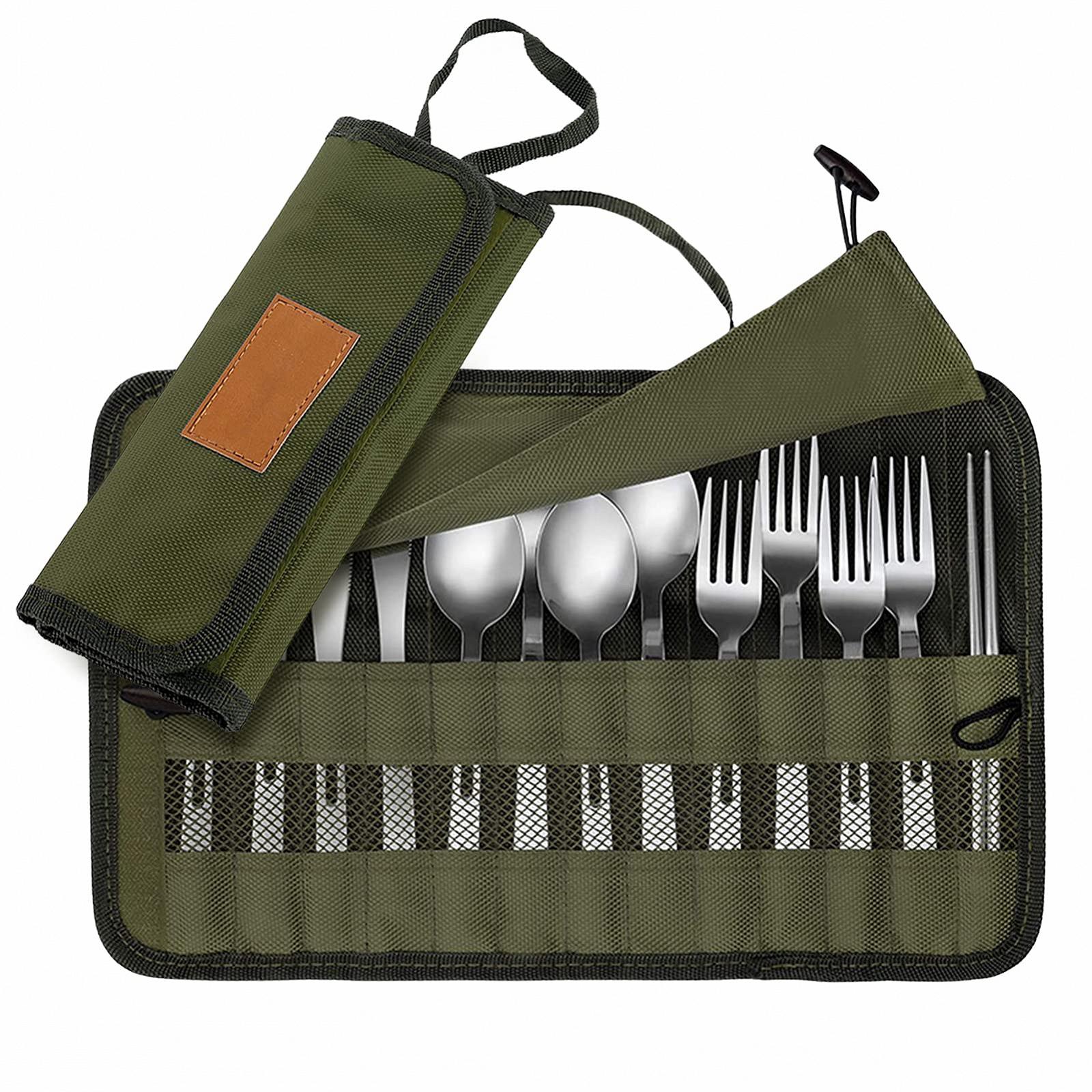 Органайзер для кухонного посуду Camping Travel Cutlery Roll Bag багатоцільовий армійський зелений, фото №6 Органайзер для кухонного посуду Camping Travel Cutlery Roll Bag багатоцільовий армійський зелений, фото №6