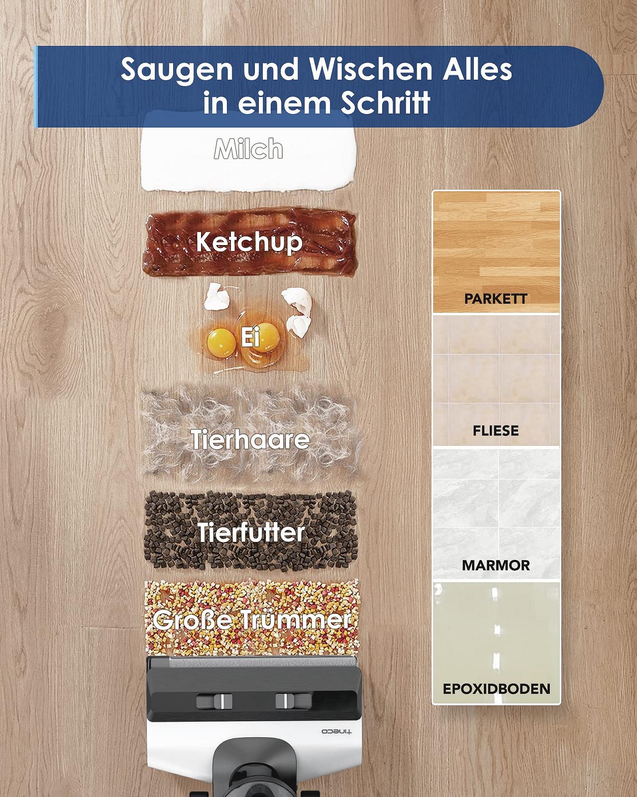 Пилосос Tineco Floor One S5 Smart Wet/Dry Вакуумний для прибирання з технологією iLoop, бездротовий з подвійним баком, самочищенням, LED дисплей для твердих підлог, для шерсті тварин, фото №2