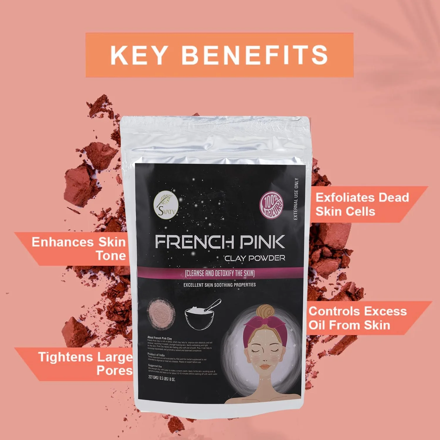 Догляд за шкірою (Французька рожева глина), фото №5 Догляд за шкірою (Французька рожева глина), фото №5