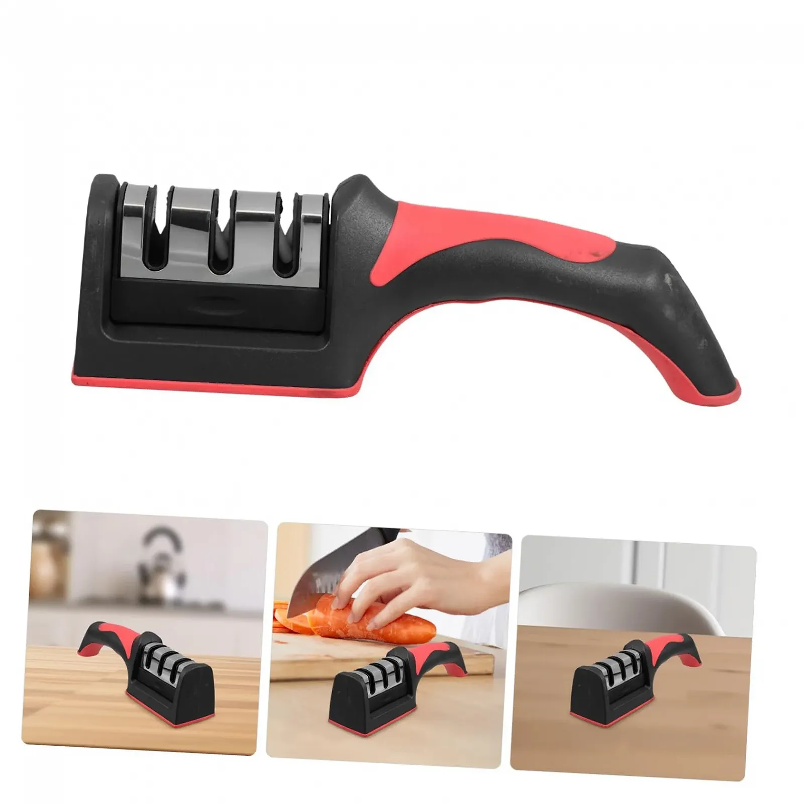 Точилка для ножей Veemoon ручная мини черная нержавеющая сталь, фото №7