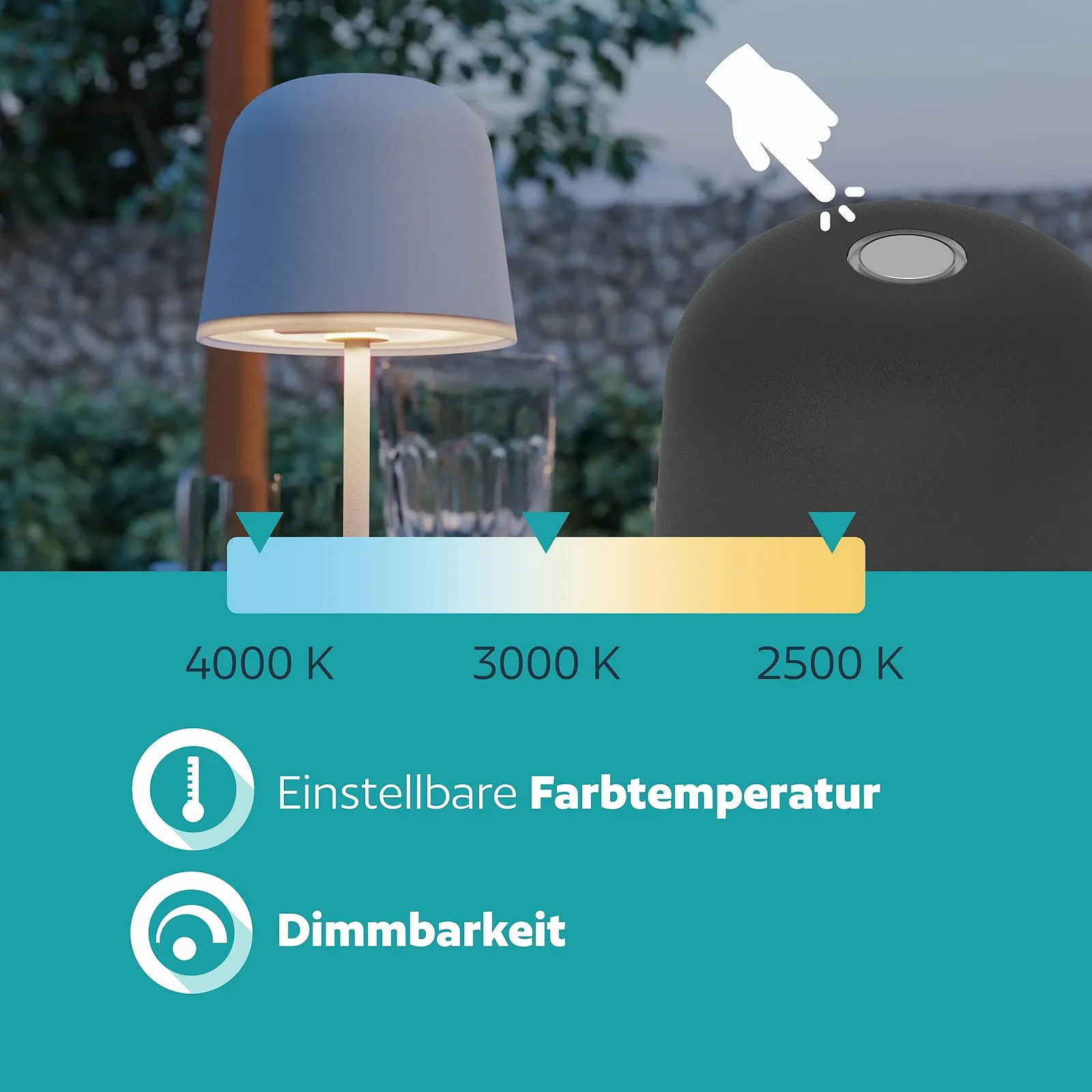 Настільна лампа EGLO Mannera-S LED Акумуляторна IP54 з кілочком Чорний, фото №5