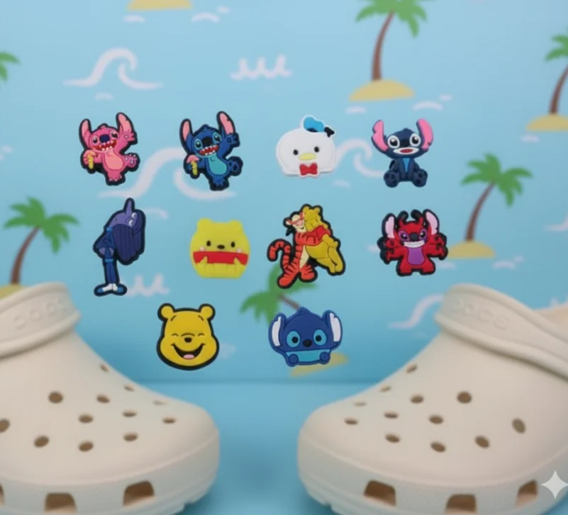 Джибитсы Лило и стич Винни Пух Мыслями наизнанку Дисней 10 шт аксессуары для обуви крокс украшение Dz_161_8, фото №2