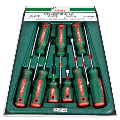 HANS Набор отверток шлиц и крест 9 предм в пластике (06400-9M) (06400-9М), фото №1